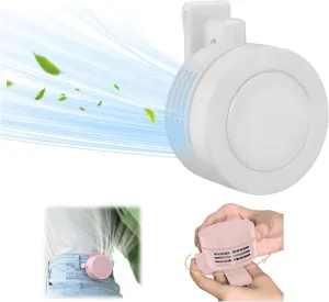Mini Waist Clip Fan, 2025 New Portable Fan, 360 Degree Clip On Air Cooler, USB or Battery Operated Hands-Free Personal Fan 3 Speeds Bladeless Neck Fan Wearable for Outdoor Camping Travel Farm Hiking 360-degree rotating fan for home use