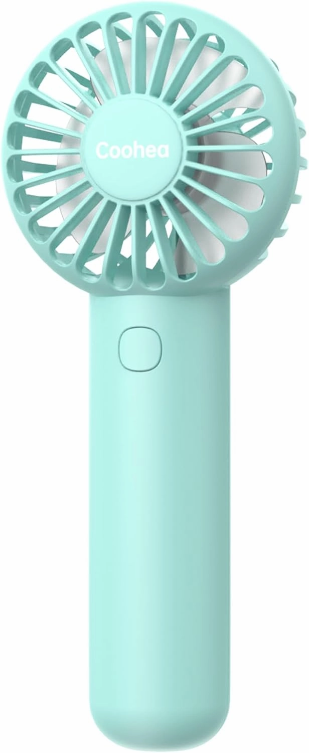 Mini Handheld Fan, Small Cute Design, 3 Powerful Speeds, USB Rechargeable Battery Operated, Portable Personal Fan with Base & Lanyard, for Eyelash Makeup Travel Beach Office Desk, Blue Mini handheld fan for personal cooling