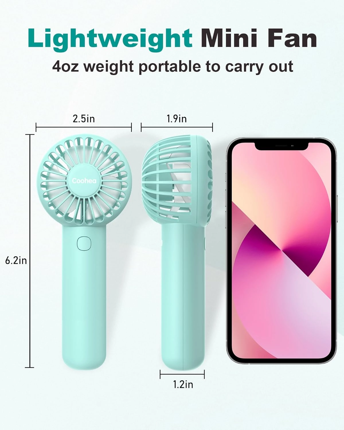 Mini Handheld Fan, Small Cute Design, 3 Powerful Speeds, USB Rechargeable Battery Operated, Portable Personal Fan with Base & Lanyard, for Eyelash Makeup Travel Beach Office Desk, Blue