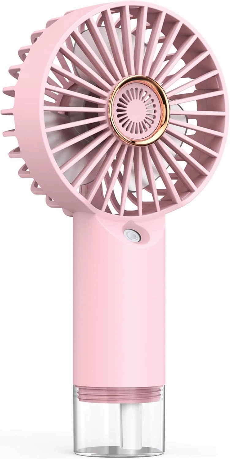 Mini Handheld Misting Fan, Small and Powerful, 3 Speed Portable Fan Lightweight USB-C Rechargeable Spray Water Mist for Makeup Stylish Girl Women Travel Indoor Outdoor Pink (Pink) Mini handheld fan for personal cooling