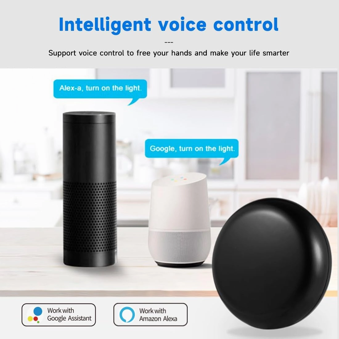 Mini IR Universal Remote Control,2.4GWiFi Control Hub for Smart Appliances via Voice and Smart Life/Tuya App,Compatible with Alexa and Google Assistant