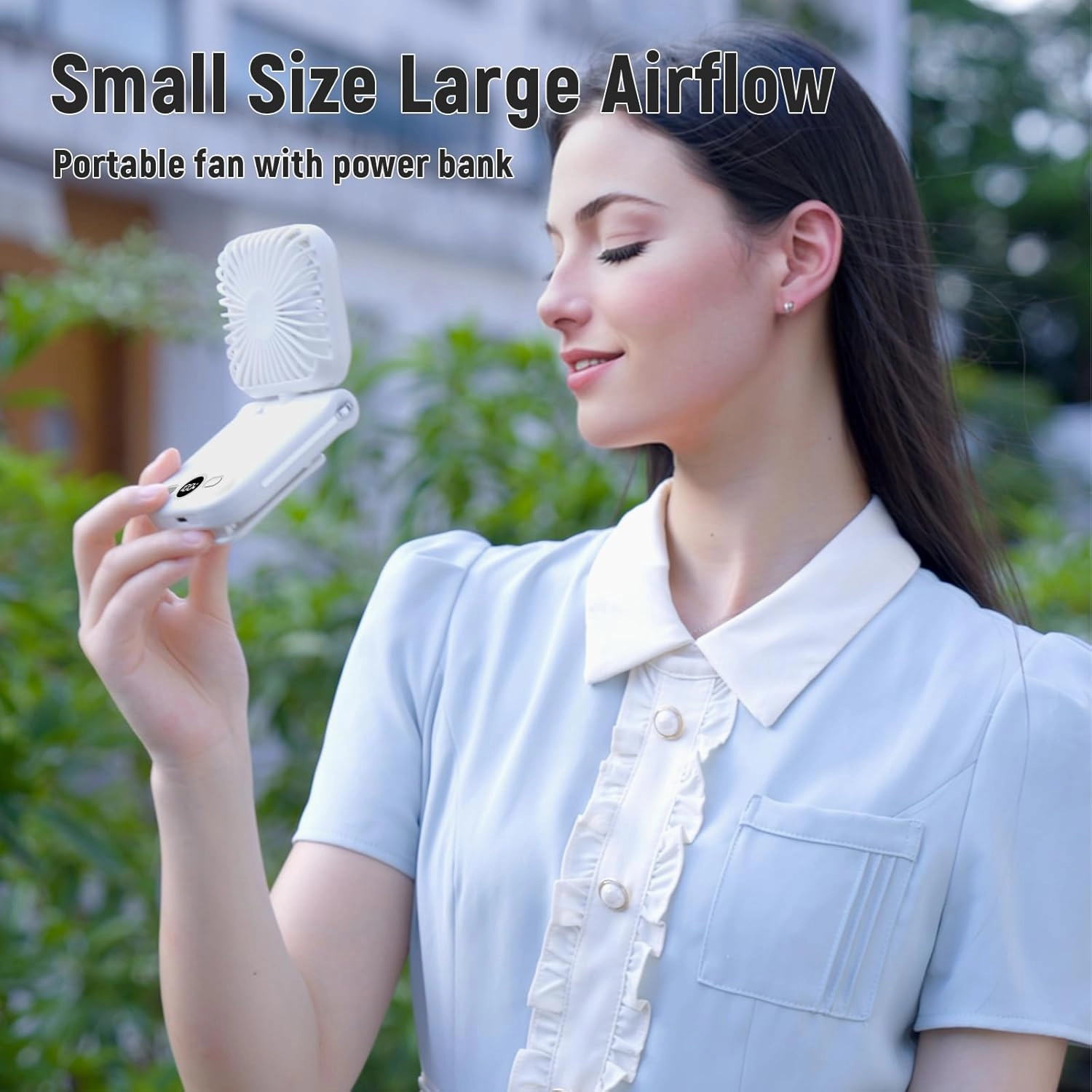 Mini Portable Handheld Clip On Rechargeable Personal Hand Fan with LED Display, Pocket Battery Operated 100 Speed Adjustable Small Fan for Travel/Outdoor/Concerts/Lash/Makeup/Gift(dark blue)