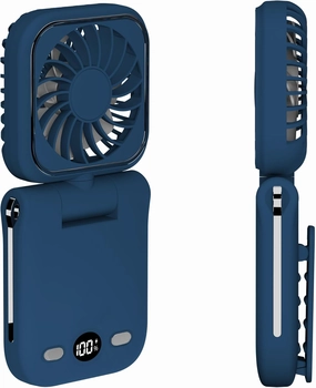 Mini Portable Handheld Clip On Rechargeable Personal Hand Fan with LED Display, Pocket Battery Operated 100 Speed Adjustable Small Fan for Travel/Outdoor/Concerts/Lash/Makeup/Gift(dark blue) Mini handheld fan for personal cooling