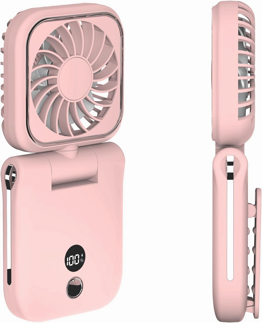 Mini Portable Handheld Clip On Rechargeable Personal Hand Fan with LED Display, Pocket Battery Operated 100 Speeds Adjustable Small Fan for Travel/Outdoor/Concerts/Lash/Makeup/Gift (pink) Mini handheld fan for personal cooling