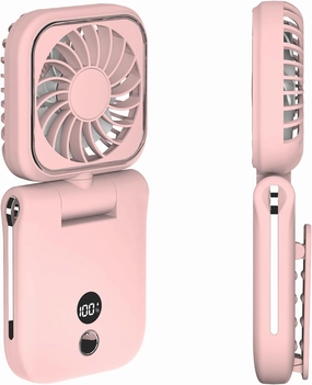 Mini Portable Handheld Clip On Rechargeable Personal Hand Fan with LED Display, Pocket Battery Operated 100 Speeds Adjustable Small Fan for Travel/Outdoor/Concerts/Lash/Makeup/Gift (pink) Mini handheld fan for personal cooling