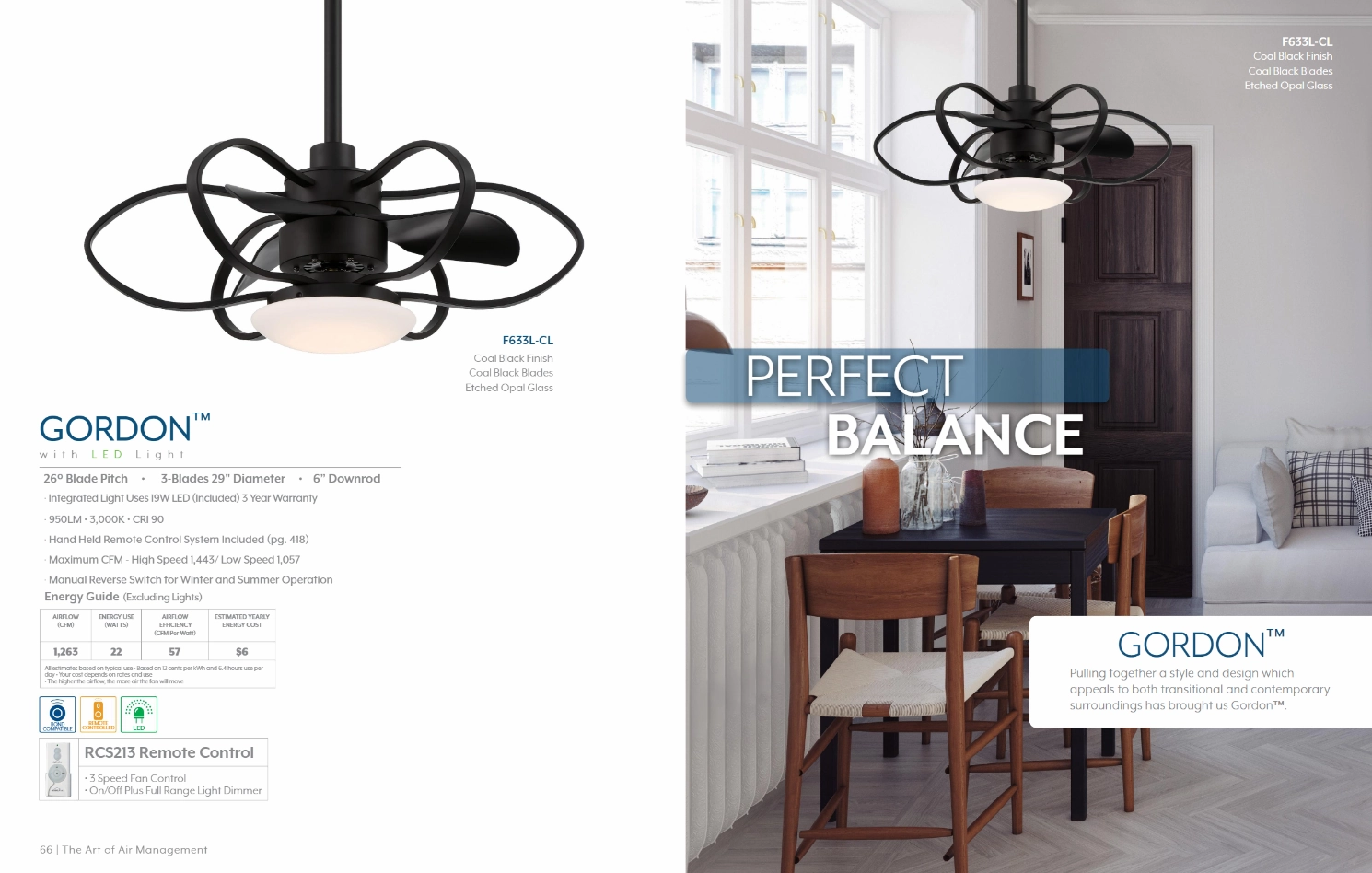 Minka Aire Gordon 29" Fandelier in Coal with Dimmable LED light and Remote Control