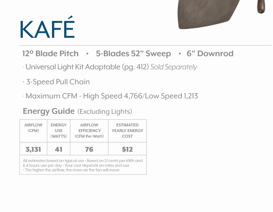 Minka Aire Kafe 52" 3 Speed Pull Chain Ceiling Fan