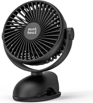 Minthouz Clip Fan 7200mAh USB-C Rechargeable Desk Fan, 4-Speed 360 Rotation, Portable Personal Fan with Sturdy Clamp for Office, Camping, Treadmill, Gym, Golf Cart 360-degree rotating fan for home use