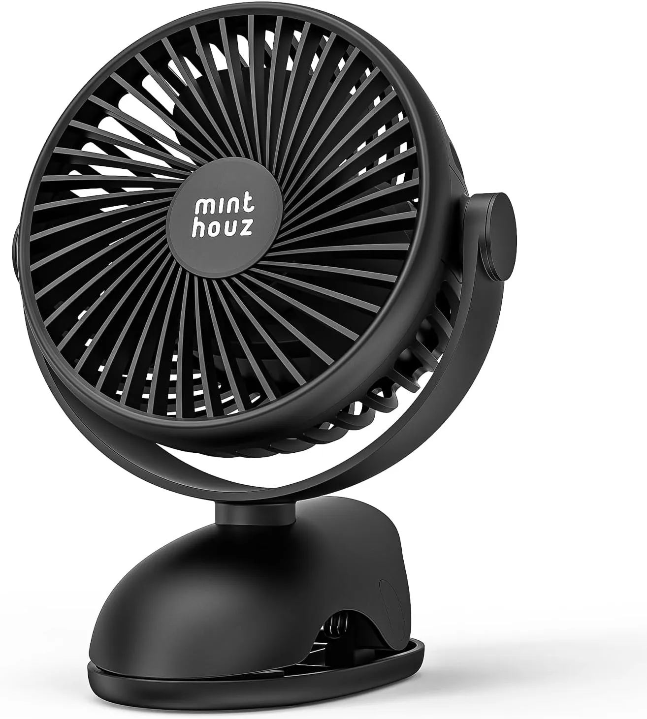 Minthouz Clip Fan 7200mAh USB-C Rechargeable Desk Fan, 4-Speed 360 Rotation, Portable Personal Fan with Sturdy Clamp for Office, Camping, Treadmill, Gym, Golf Cart 360-degree rotating fan for home use