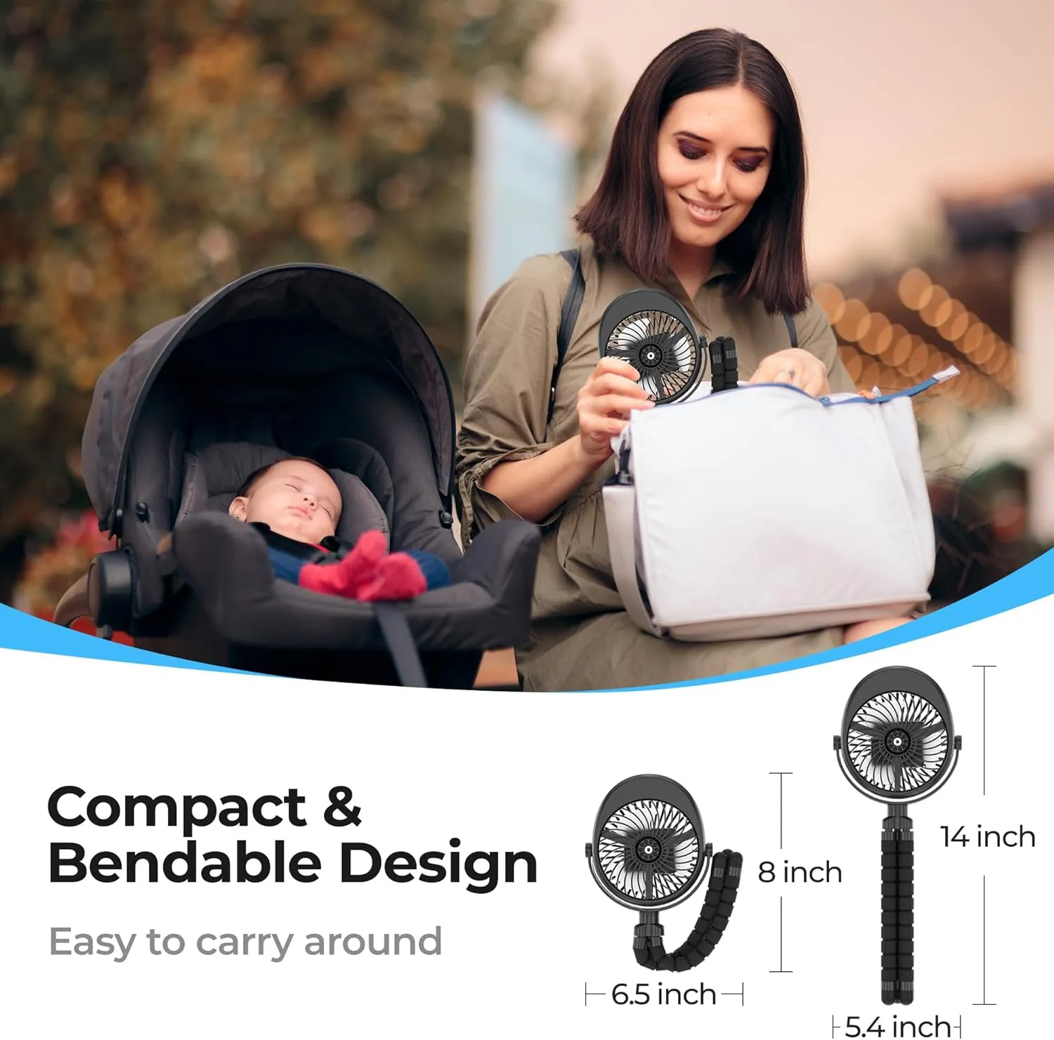 Misting Baby Stroller Fan, 4000mAh Rechargeable Battery Operated, 270Pivoting, 15H Cooling,50ml Portable Water Sprayer Misting Fan with Flexible Tripod Clip on Car Seat Crib Treadmill Bunk Bed