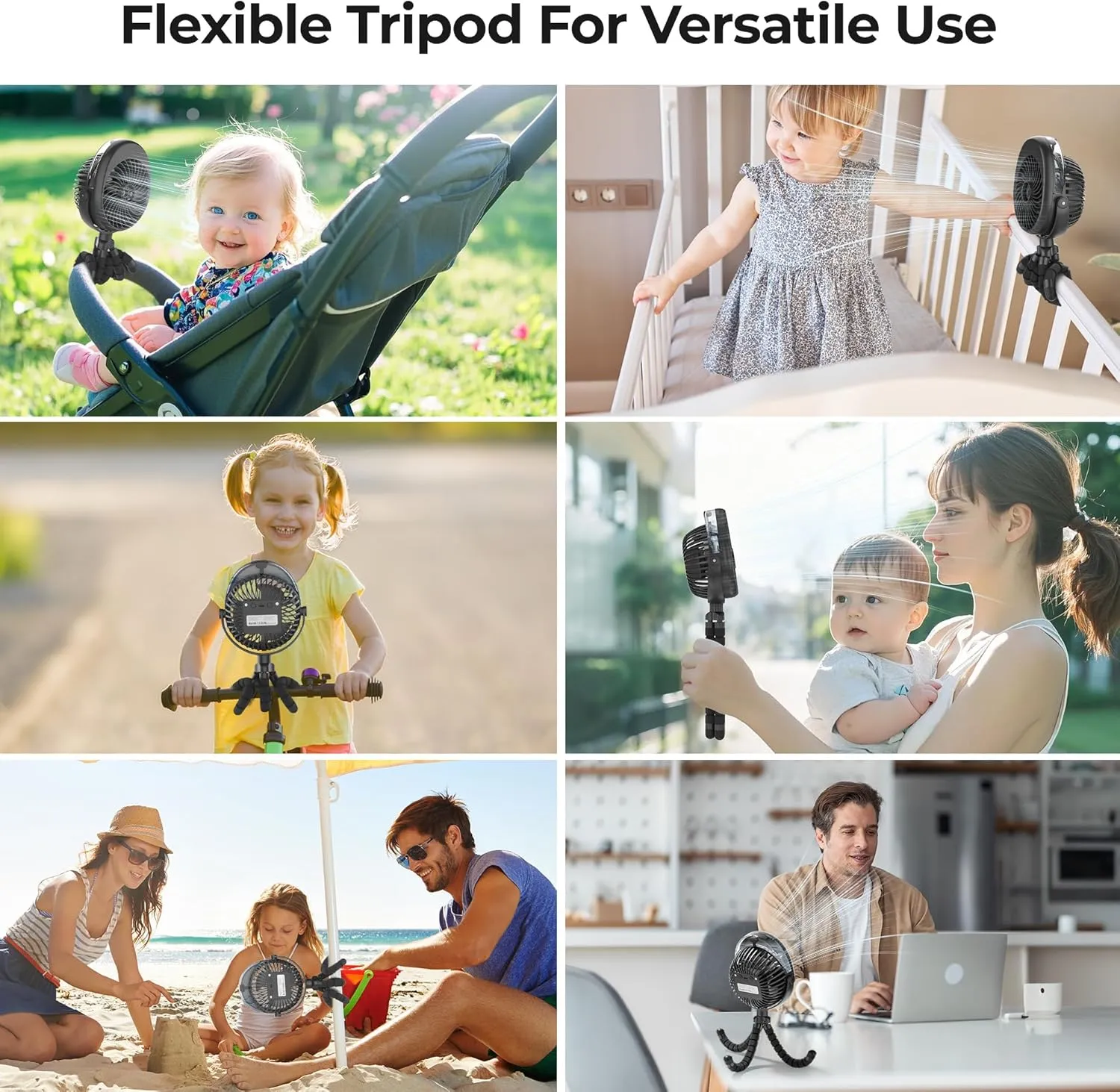 Misting Baby Stroller Fan, 4000mAh Rechargeable Battery Operated, 270Pivoting, 15H Cooling,50ml Portable Water Sprayer Misting Fan with Flexible Tripod Clip on Car Seat Crib Treadmill Bunk Bed