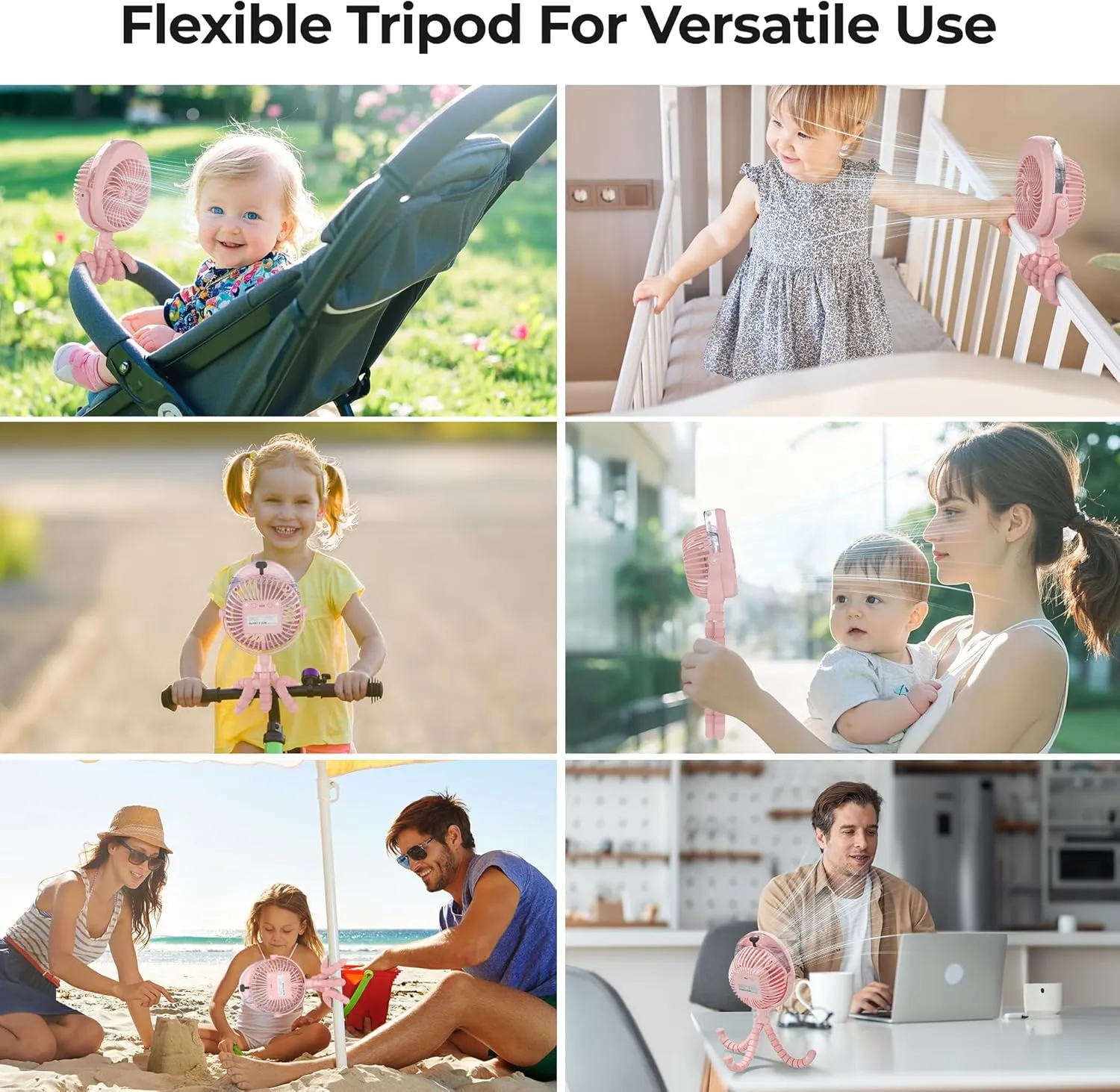 Misting Baby Stroller Fan, 4000mAh Rechargeable Battery Operated, 270Pivoting, 15H Cooling,50ml Portable Water Sprayer Misting Fan with Flexible Tripod Clip on Car Seat Crib Treadmill Bunk Bed