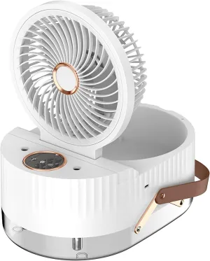 Misting Fan Hydrates and Moisturizes, Desk Fan with Battery Operated, 3 Wind Speeds, Portable Fan for Cooling Home Dorm Office Bedroom Bathroom Kitchen (White) Desktop fan with humidification feature