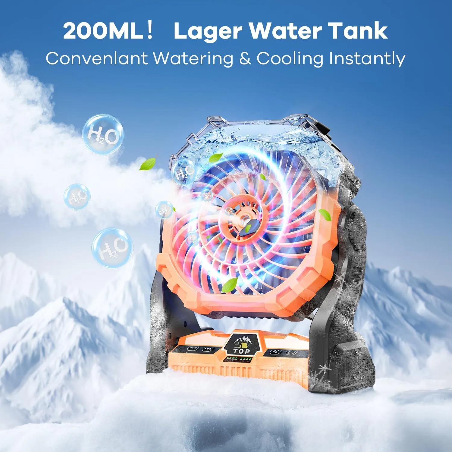 Misting Fan Portable with RGB Lantern, 30000 mAh Rechargeable Camping Mist Fan with Emergency Hurricane Supplies, Perfect Cooling Mister for Outdoor Travel