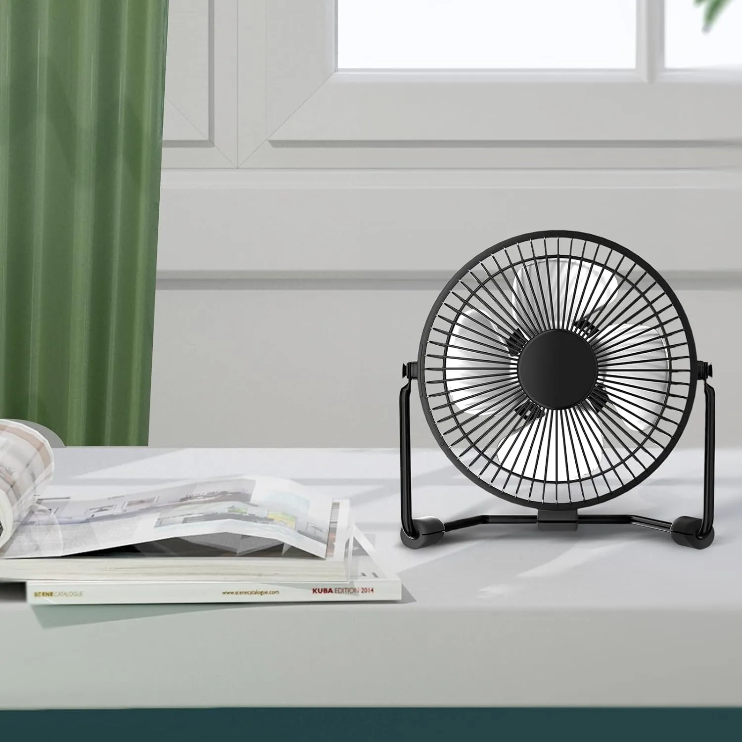 mollie 4-Inch Small USB Desk Fan for Home Office Bedroom Mini Personal Desktop Air Circulator Ultra Quiet Cooling Table Fan Adjustable Tilt Black