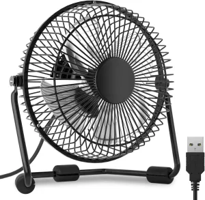 mollie 4-Inch Small USB Desk Fan for Home Office Bedroom Mini Personal Desktop Air Circulator Ultra Quiet Cooling Table Fan Adjustable Tilt Black USB desktop fan for workspace