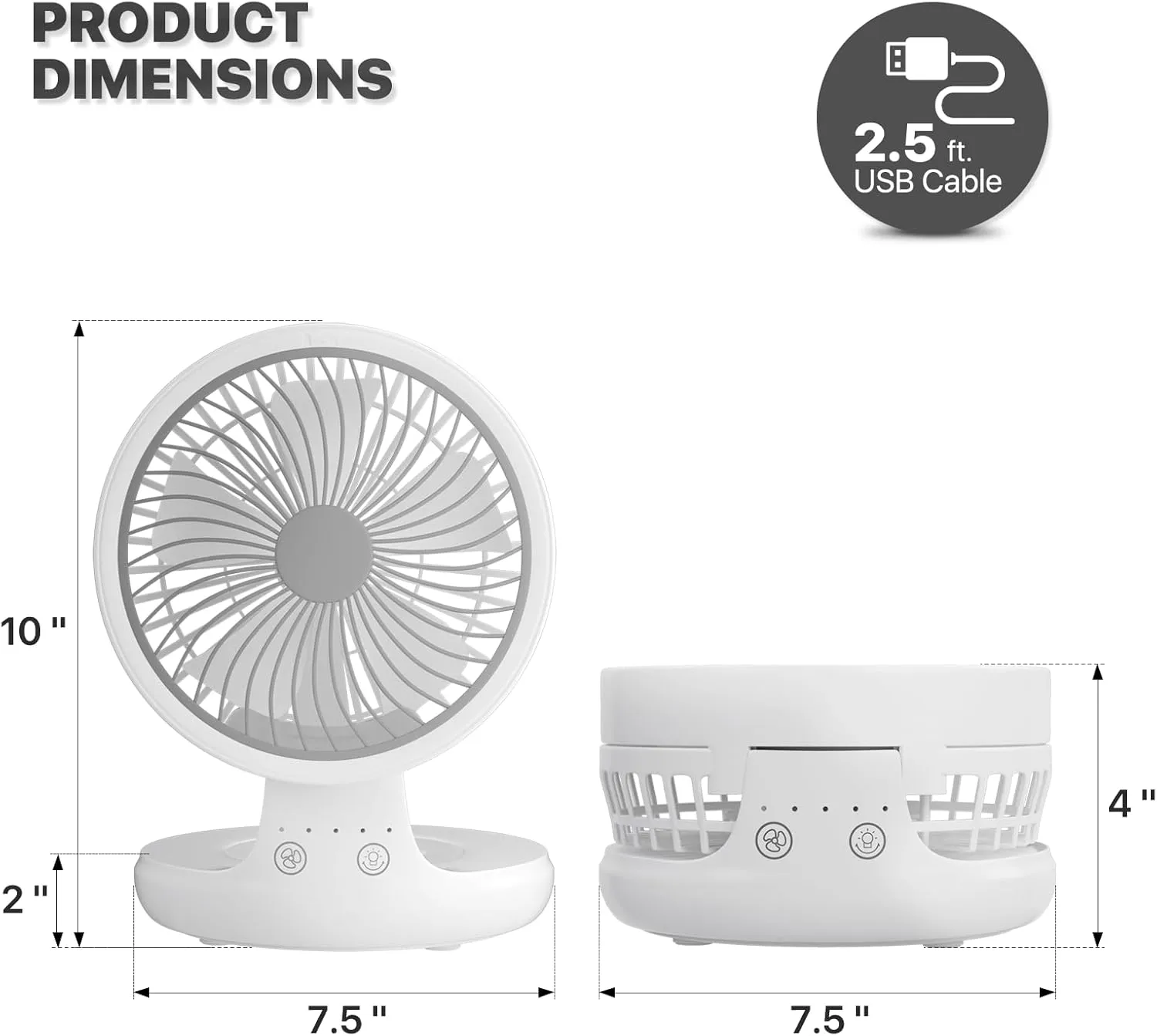 mollie 8-Inch Small Rechargeable USB Desk Fan Battery Operated with Speeds for Home Office Bedroom Mini Portable Personal Quiet Desktop Air Circulator Foldable Cooling Oscillating Table Fan