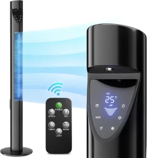 mollie Oscillating Quiet Tower Fan with Remote Control 3 Speeds 12H Timer Portable LED Display 47 Inch Electric Air Circulator Cooling Floor Standing Fan for Home Bedroom Office Living Room Black Tower bladeless fan for modern homes