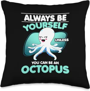 Mollusk Always Be Yourself Unless You Can Be an Octopus Throw Pillow, 16x16, Multicolor Octopus-shaped decorative fan