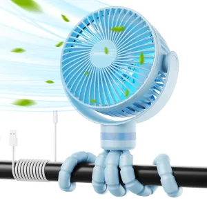 Momcozy 8000mAh Portable Stroller Fan, 27H Ultra-long Battery Life Detachable 4 Speed 360Rotate LED Night Light with 2 Modes, USB Rechargeable Handheld Cooling Fan for Travel/Car Seat/Bedroom Waist-mounted portable fan for outdoor use