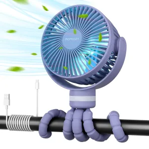 Momcozy 8000mAh Portable Stroller Fan, 27H Ultra-long Battery Life Detachable 4 Speed 360Rotate LED Night Light with 2 Modes, USB Rechargeable Handheld Cooling Fan for Travel/Car Seat/Bedroom Waist-mounted portable fan for outdoor use