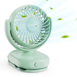 Momcozy Portable Fan with Clip | 4-Speed Mini-Fan for Carrier | Personal Fans Ultra Lighter 0.26lb | Gaps 4.5mm | Handheld Cooling | Rechargeable Rotate for Diaper Backpack/Stroller/Carrier/Chair Mini handheld fan for personal cooling