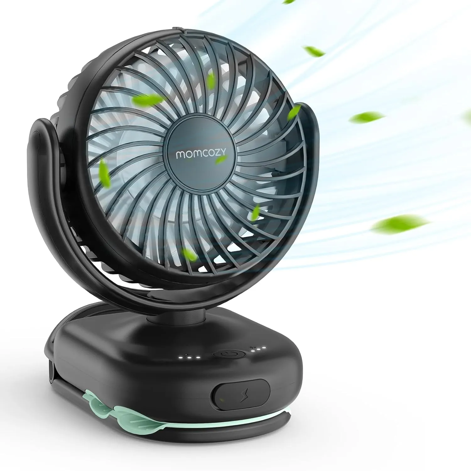 Momcozy Portable Fan with Clip | 4-Speed Mini-Fan for Carrier | Personal Fans Ultra Lighter 0.26lb | Gaps 4.5mm | Handheld Cooling | Rechargeable Rotate for Diaper Backpack/Stroller/Carrier/Chair Mini handheld fan for personal cooling
