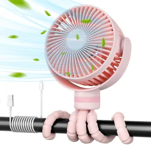 Momcozy Portable Stroller Fan, 8000mAh, 27H Ultra-long Battery Life, Detachable 4 Speed 360Rotate, LED Night Light with 2 Modes, USB Rechargeable Handheld Cooling Fan for Travel, Car Seat, Bedroom Waist-mounted portable fan for outdoor use