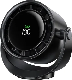 MORECORE Desk Fans for Bedroom, Strong Airflow Turbo Quiet Small USB Fan, 17hrs Running, 360 Rotate & 5 Speeds, 4000mAh Battery Operated Portable Fan with LED Display for Home Office Desktop-Black USB desktop fan for workspace