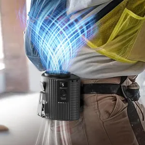 MORECORE Portable Waist Clip Fan, 5-Speed Strong Cooling Airflow, Rechargeable Hands-free Wearable Belt Fan, 20HRS Long Working Time for Jobsite Outdoor Farm Fishing Camping-Black Waist-mounted portable fan for outdoor use