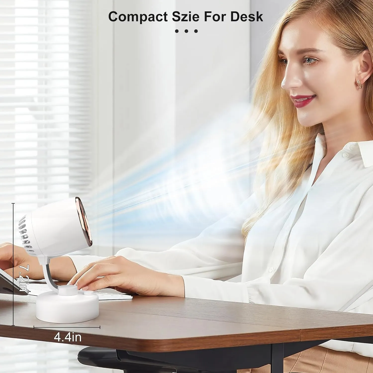 Mr. Young Quiet Portable Desk Fan - 4-Speed Adjustable 150 Oscillating USB-C Rechargeable Small Mini Fan with 10  Hours Battery Life Perfect Table Fan for Home/Office/Dorm (White)