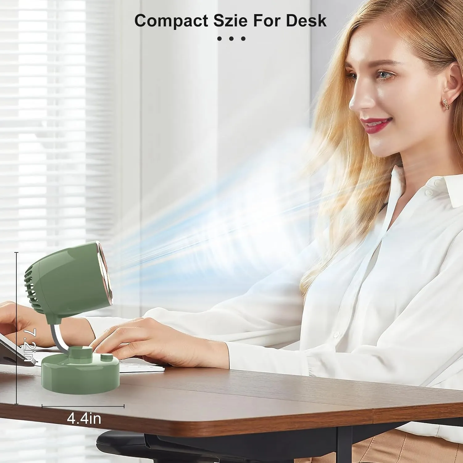 Mr.Young Mr. Young Quiet Desk Fan - 3-Speed Adjustable, Oscillating, USB-C Rechargeable, Portable Mini Fan with 10  Hours Battery Life - Perfect for Home, Office, and Travel (Green), Small, 9160028