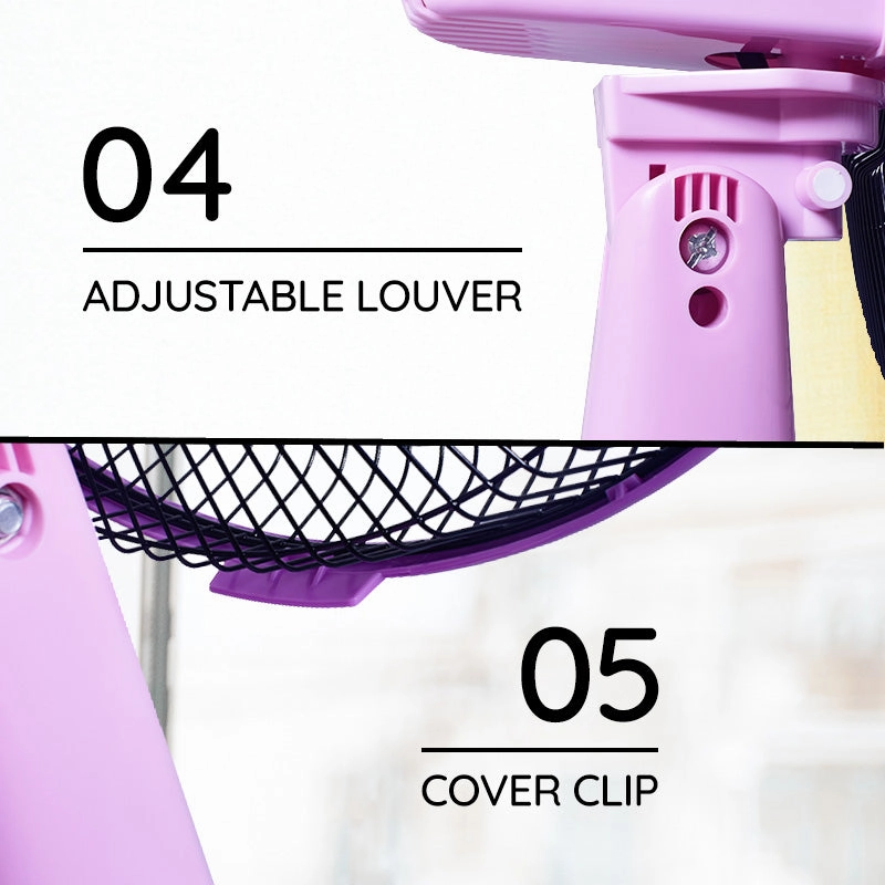 My Choice 12" Desk Fan  High Velocity, Oscillation, Adjustable Tilt, Durable, Quiet, Overheat Protection, 3-Speed, pink & purple, MC303