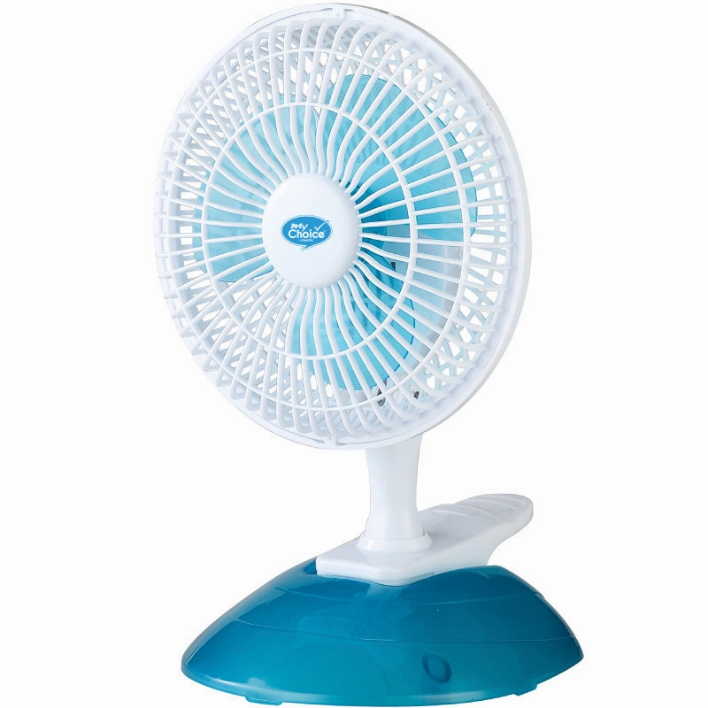 MyChoice 6" Clip/Table Fan  Clip Stand with Base, Adjustable Tilt, Strong Wind, Portable, Durable, 2-Speed, white & blue, MC202