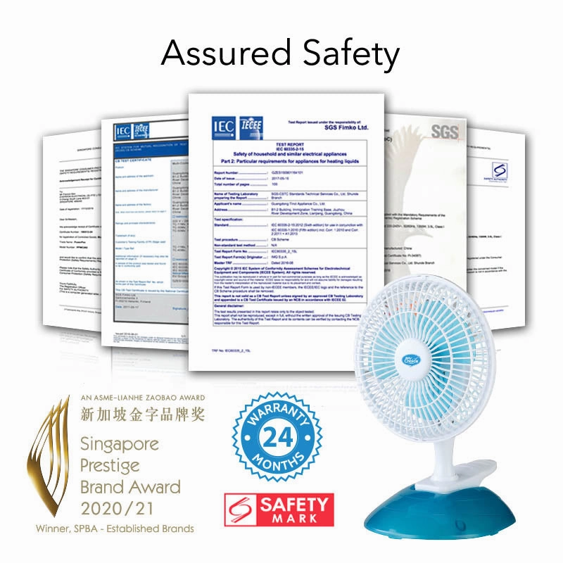 MyChoice 6" Clip/Table Fan  Clip Stand with Base, Adjustable Tilt, Strong Wind, Portable, Durable, 2-Speed, white & blue, MC202