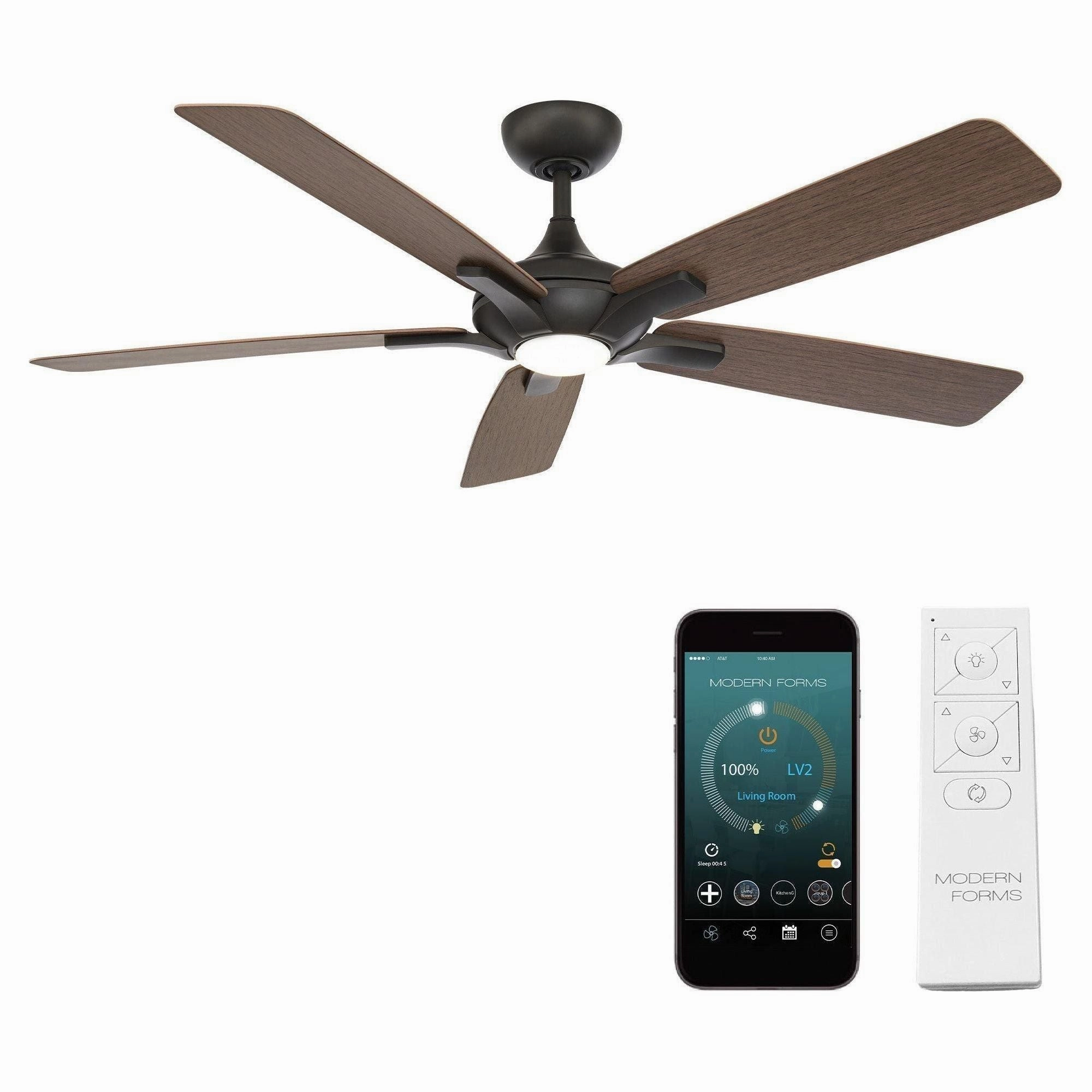 Mykonos 5 Indoor/Outdoor 5-Blade 60" Smart Ceiling Fan with LED Light Kit and Remote Control quiet ceiling fans with remote control