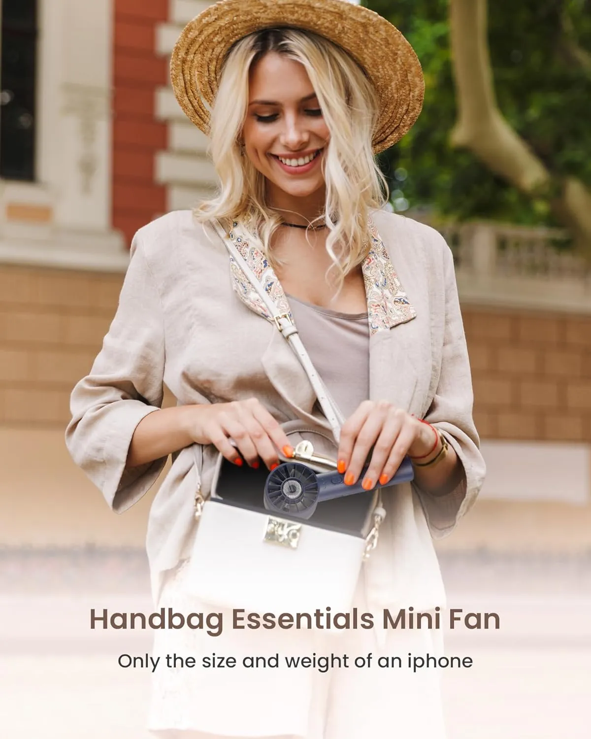Navy Blue Rechargeable Mini Handheld Turbo Fan - 4 Speed High Velocity Personal Fan with Max 16H Cooling Time, Travel Essentials for Vacation/Beach/Trip