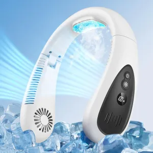 Neck Air Conditioner, 5000mAh Portable Neck Fan with Semiconductor Cooling Airflow Bladeless USB Neck Fans Portable Rechargeable with 3 Speeds, LED Display, Personal Fan for Outdoor Travel Indoor Neck fan for hands-free comfort
