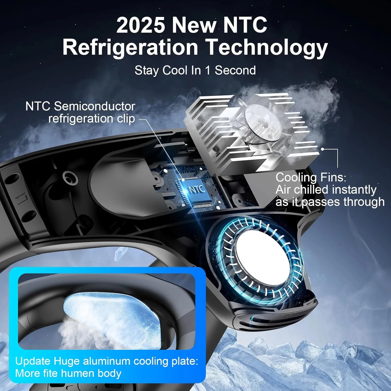 Neck Air Conditioner Fans That Blow Cold Air, 8000 mAh Battery Operated Wearable Cooling Device Fan, Bladeless, Rechargeable Fan, 3 Speed Settings & 3 Wind Modes