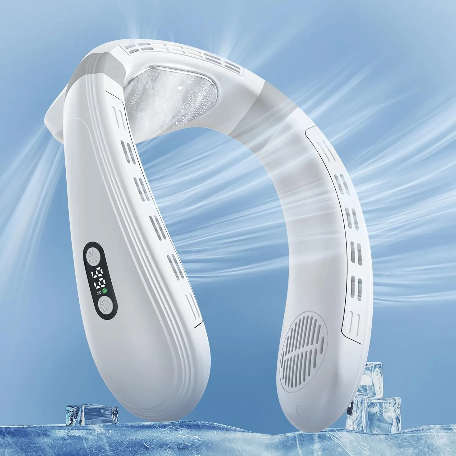 Neck Air Conditioner Fans That Blow Cold Air Cooling Device Wearable Fan, 5200mAh Battery Operated Rechargeable Personal Fan, 3 3 Speeds Perfect for Women Men Neck fan for hands-free comfort