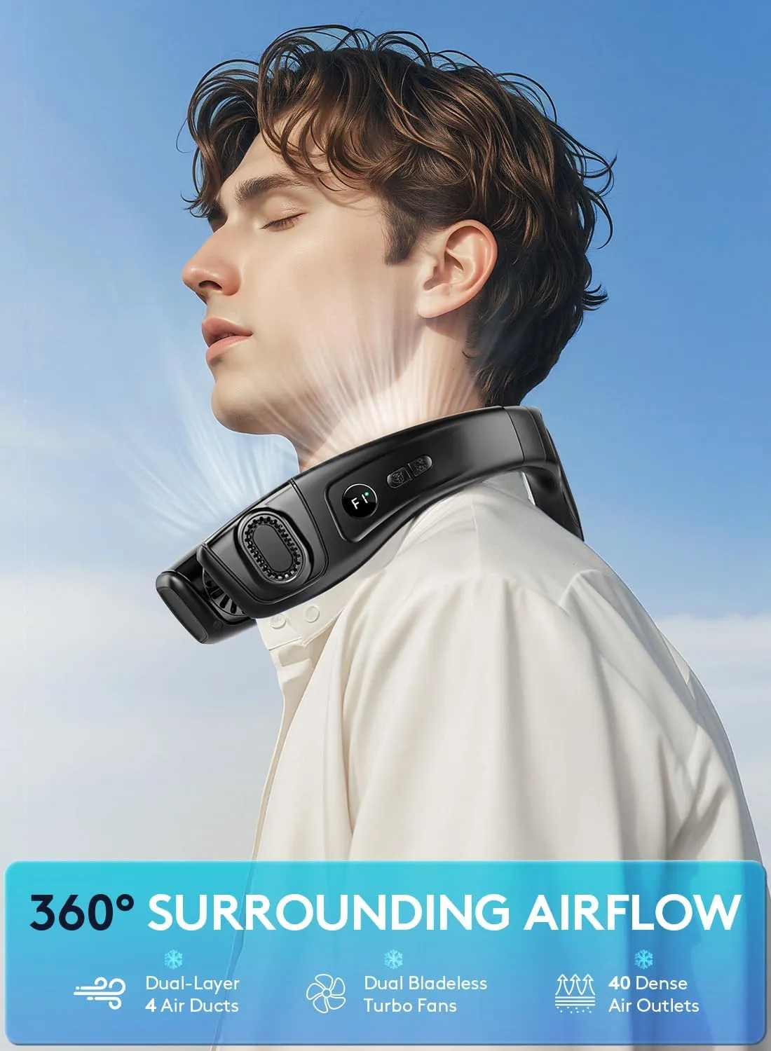 Neck Air Conditioner Portable, 360 Up-down Airflow Neck Fans that Blow Cold Air, 2 in1 Neck Fan with Cooling Plate, 6000mAh Rechargeable Personal Fan for Men Women Outdoor/Office/Travel