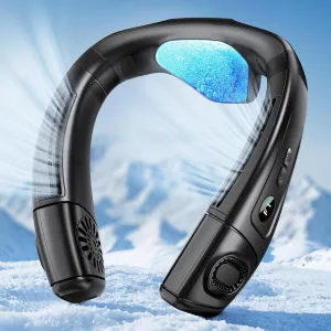 Neck Air Conditioner Portable, 360 Up-down Airflow Neck Fans that Blow Cold Air, 2 in1 Neck Fan with Cooling Plate, 6000mAh Rechargeable Personal Fan for Men Women Outdoor/Office/Travel Neck fan for hands-free comfort
