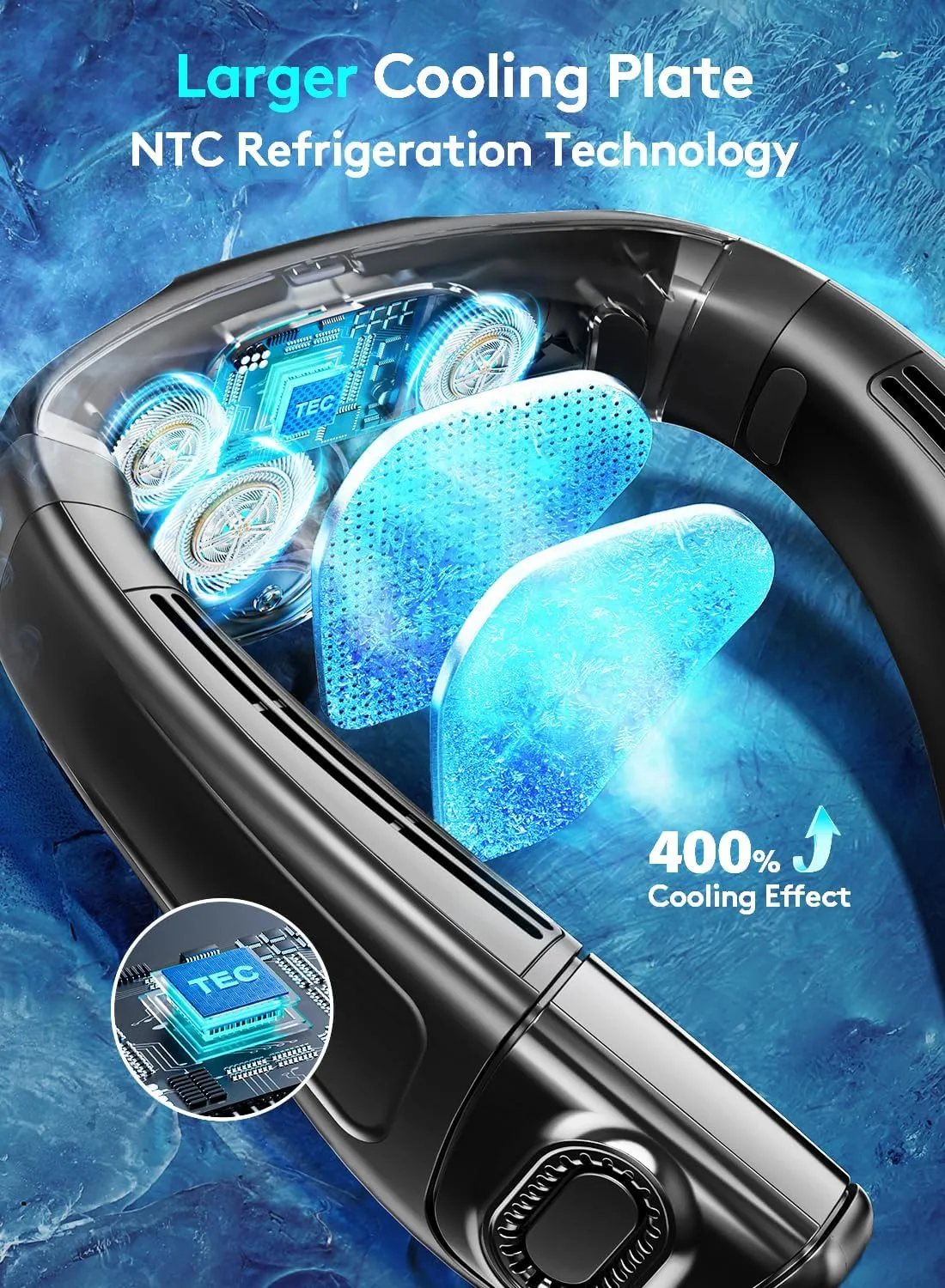Neck Air Conditioner Portable, 360 Up-down Airflow Neck Fans that Blow Cold Air, 2 in1 Neck Fan with Cooling Plate, 6000mAh Rechargeable Personal Fan for Men Women Outdoor/Office/Travel
