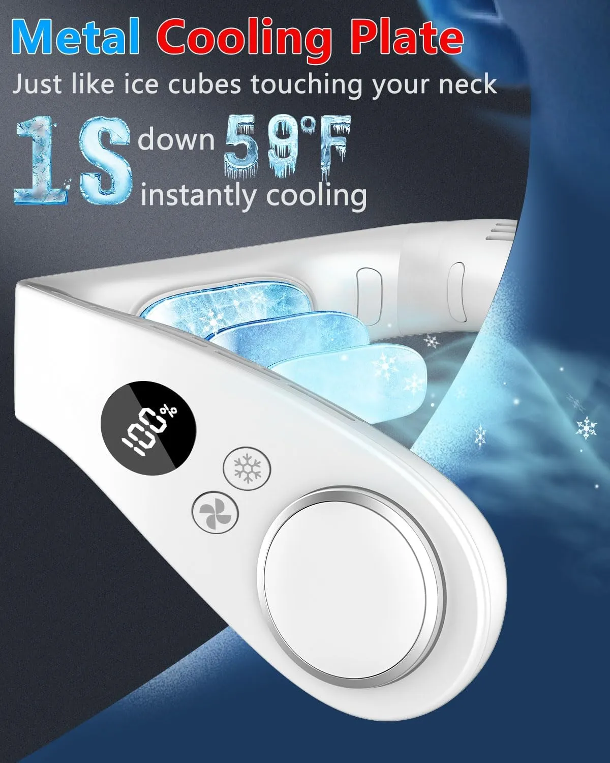 Neck Air Conditioner,5500mAh Neck Fan Rechargeable Battery Operated Metal Cooling Plate AC Cooler,Personal Portable Neck Fans that Blow Cold Air,Bladeless Quiet Wearable Hangs around Neck Device White