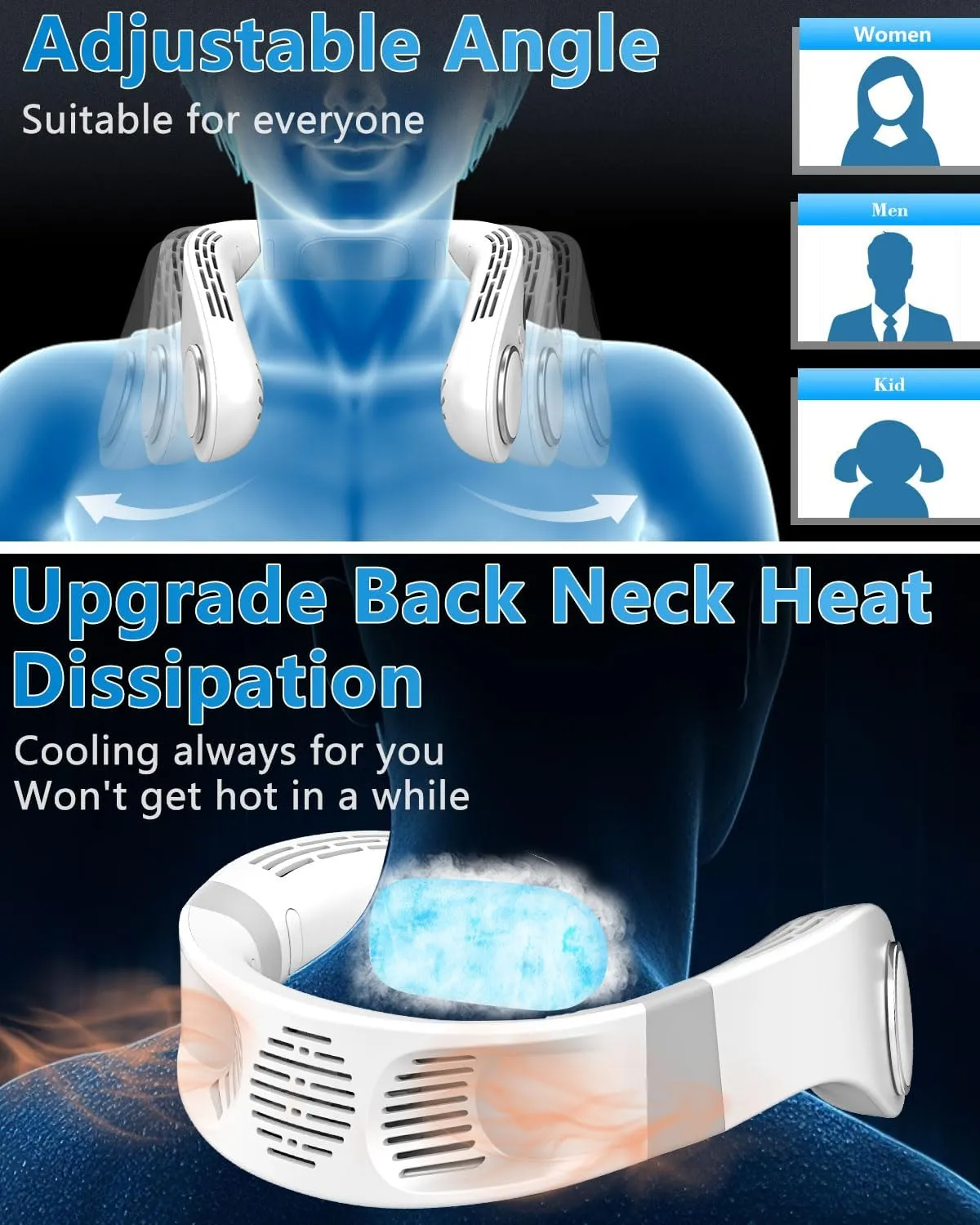 Neck Air Conditioner,5500mAh Neck Fan Rechargeable Battery Operated Metal Cooling Plate AC Cooler,Personal Portable Neck Fans that Blow Cold Air,Bladeless Quiet Wearable Hangs around Neck Device White