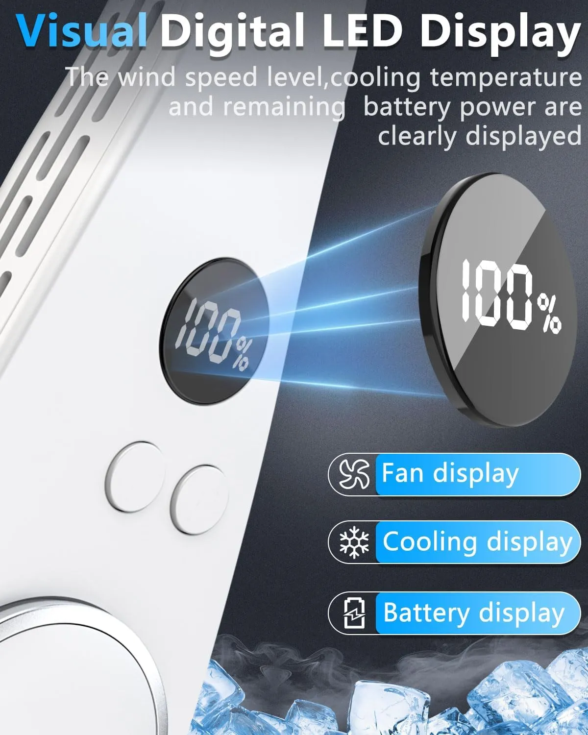 Neck Air Conditioner,5500mAh Neck Fan Rechargeable Battery Operated Metal Cooling Plate AC Cooler,Personal Portable Neck Fans that Blow Cold Air,Bladeless Quiet Wearable Hangs around Neck Device White