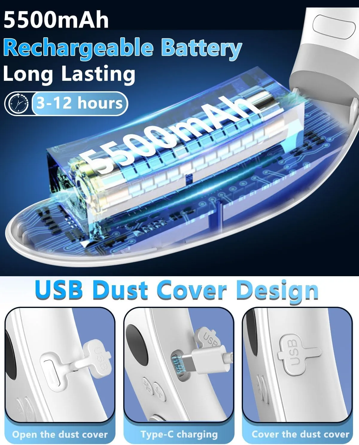 Neck Air Conditioner,5500mAh Neck Fan Rechargeable Battery Operated Metal Cooling Plate AC Cooler,Personal Portable Neck Fans that Blow Cold Air,Bladeless Quiet Wearable Hangs around Neck Device White