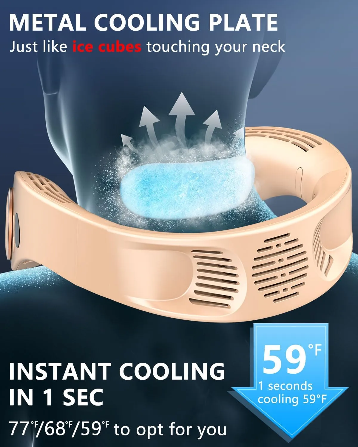 Neck Cooler for Hot Weather,Neck Fan Rechargeable Battery AC Unit,Personal Neckband Wear Wireless Cool Plates Fans Fast Charging Conditioning,Soundless Best Neck Fan for Walk Travel Airplane
