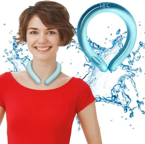 Neck Cooling Tube | Wearable Cooling Wrap for Summer Heat | Hands Free Cold Pack | Reusable Neck Cooler (Blue) Neck fan for hands-free comfort
