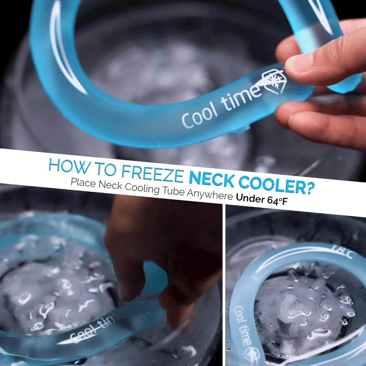Neck Cooling Tube | Wearable Cooling Wrap for Summer Heat | Hands Free Cold Pack | Reusable Neck Cooler (Blue)